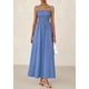 thumbnail image 3 of Vestido largo PRETTYGARDEN para mujer, fruncido, verano, playa, azul, 3 of 9