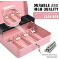 thumbnail image 3 of Cash Box with Lock and Money Tray Durable Metal Large Money Box .&#L x .&#W x .&#H Compartment Tray Spring Loaded Come with Key, 3 of 7