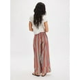 thumbnail image 4 of Women'S Striped Pants High Waist Wide Leg Cotton and Linen Fashion Beach Elastic Waist Casual Flowing Pants Pink M, 4 of 5