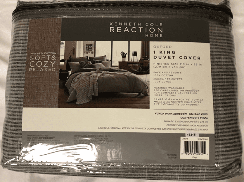 Queen Size Oxford Duvet Cover, Kenneth Cole Reaction Home Oxford Duvet Cover In Grey Stripe