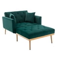thumbnail image 5 of Futon Sofa Bed, Modern Velvet Chaise Lounge with Iron Legs for Living Room, Bedroom, Holds Up to 400lbs, Green, 5 of 7