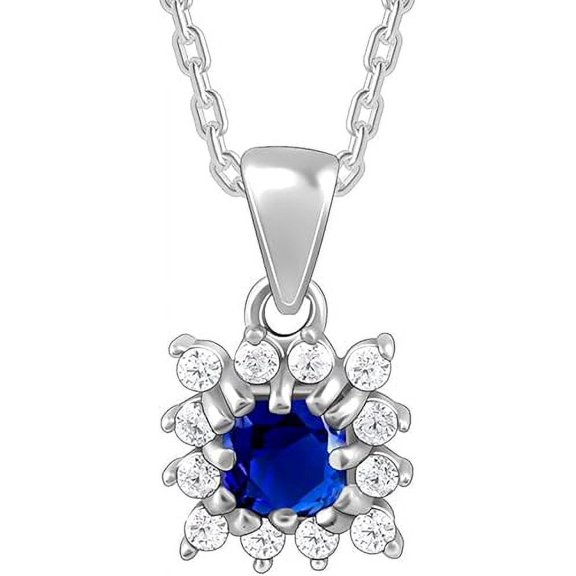 925 Sterling Silver Hypoallergenic Silver Royal Blue Pendant Necklace with Link Chain - Elegant Anniversary and Birthday Gift for Women