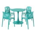 thumbnail image 2 of WestinTrends Playa 5-Piece Outdoor Indoor Metal Patio Dining Table Set With Stackable Patio Arm Chairs, Turquoise, 2 of 16