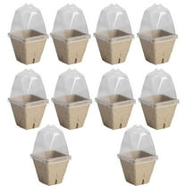Dienrx Seedling Box, Biodegradable Nursery Pots with Humidity Dome 3.1 Inch Square Seeding Pots for Peat Pots for Seedlings Garden Vegetable Flower Germination