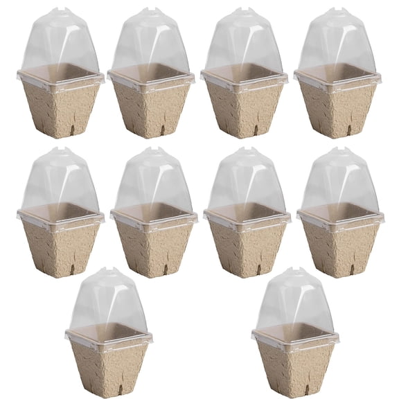 THHEIC 6 or 10PCS Biodegradable Seeding Starter Pots, 3.1 Inch Plant Nursery Pots with Humidity Dome, Peat Pots for Seedlings Vegetable Flower Germination