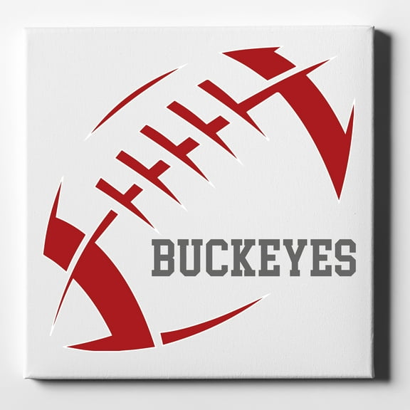 Buckeyes Football - Scarlet, Gray - 10" x 10" - Decorative Canvas Wall Art - White Edge - 5/8" Gallery Wrapped