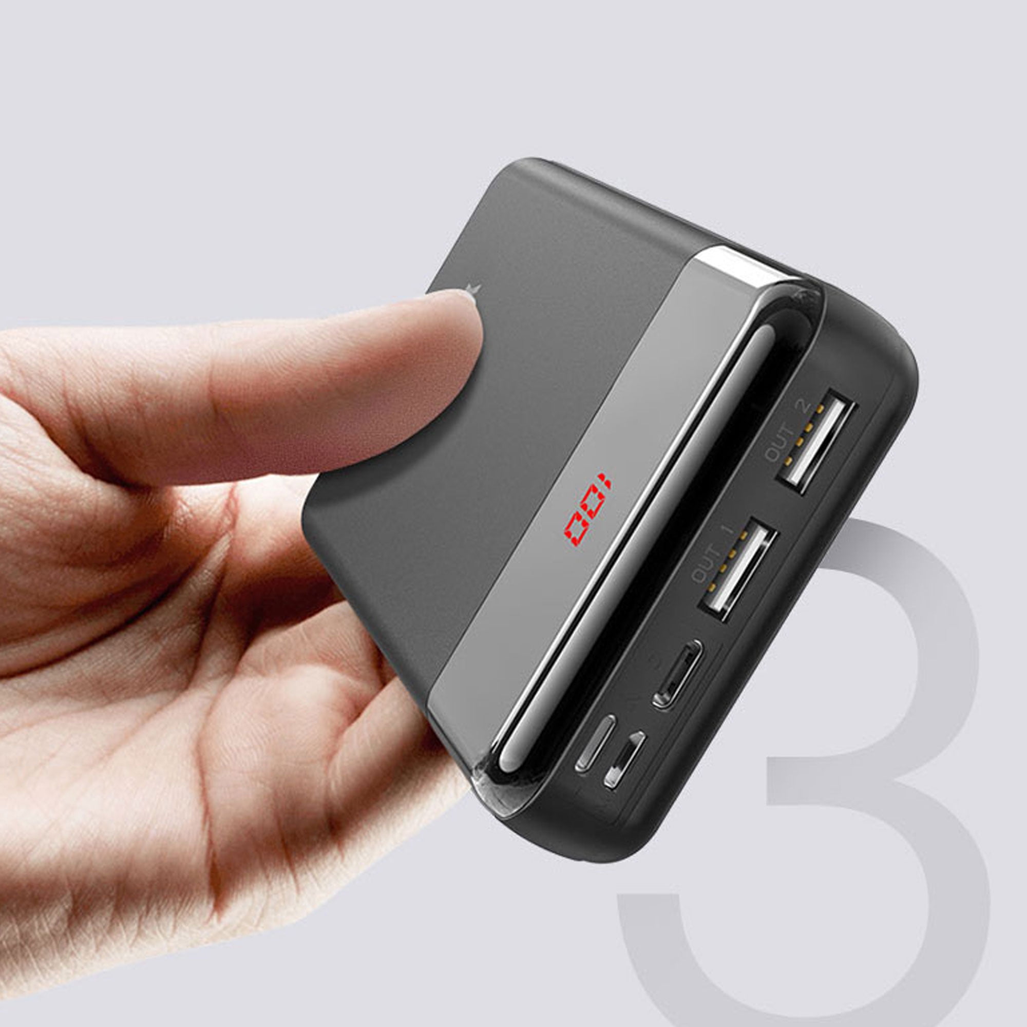 Portable Battery Backup LED Charger 20000mAh MultiProtective Compact External Power Bank, Compatible with iPhone Samasung Google OnePlus Phones & More /Black P20W