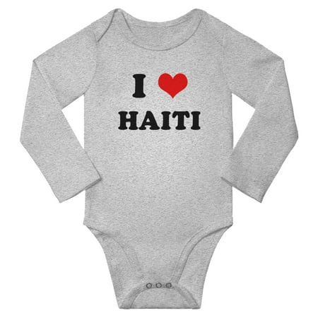 

I Heart Haiti Love Haiti Baby Long Rompers Bodysuit (Gray 18-24 Months)