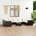 thumbnail image 1 of vidaXL 10 Piece Garden Lounge Set with Cushions Poly Rattan Black, 1 of 5