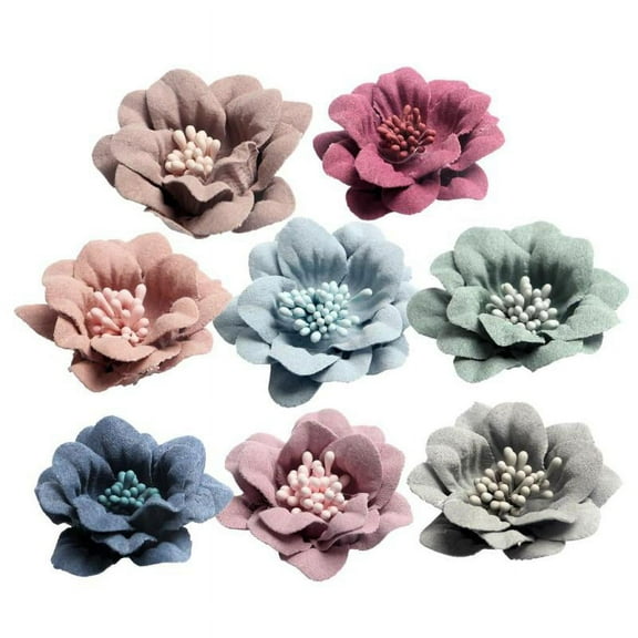 10 Piece Fabric Camellia Flower Embellishments Applique For DIY Women's Hair Acessories 4.5cm - Multicolor