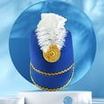 thumbnail image 2 of LIZUOJUN Carnival Cavalier Hat with Red White Marching Band Shako Hat Gold Trimmed Parade & Cosplay Costume Accessory Blue One Size, 2 of 3