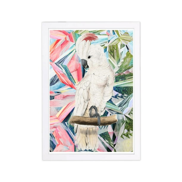 Wynwood Studio Animals Framed Wall Art Prints 'Modern Cockatoo' Birds Home Decor - White, Pink, 13 Wynwood Studio Animals Framed Wall Art Prints 'Modern Cockatoo' Birds Home Decor - White, Pink, 13