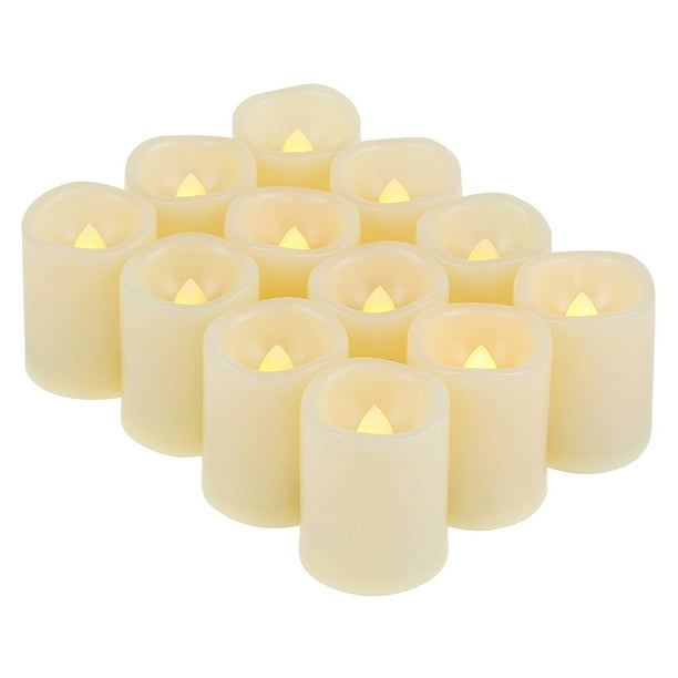 Battery Operated Flameless LED Votive Candles Flickering Fake Plastic