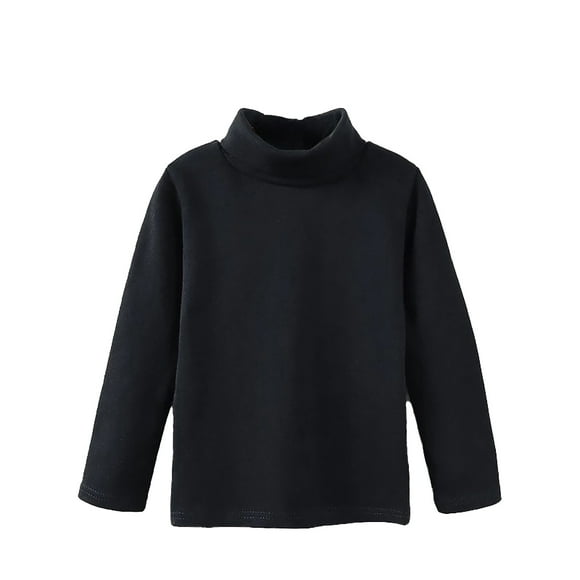 GDREDA Boys Clothes Tops Children's Turtleneck Base Shirt 2025 Autumn Winter Cottonblend Men's Women's Long Sleeved T Shirts With Warm Tops Girls Summer Tops Plus Size Black,9-10 Years