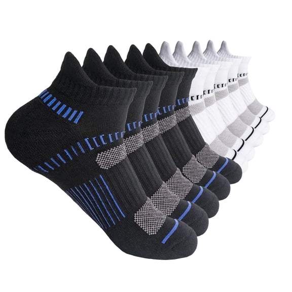 G&Y Women's Athletic Ankle Socks (10 Pairs), Black&White, 6-8