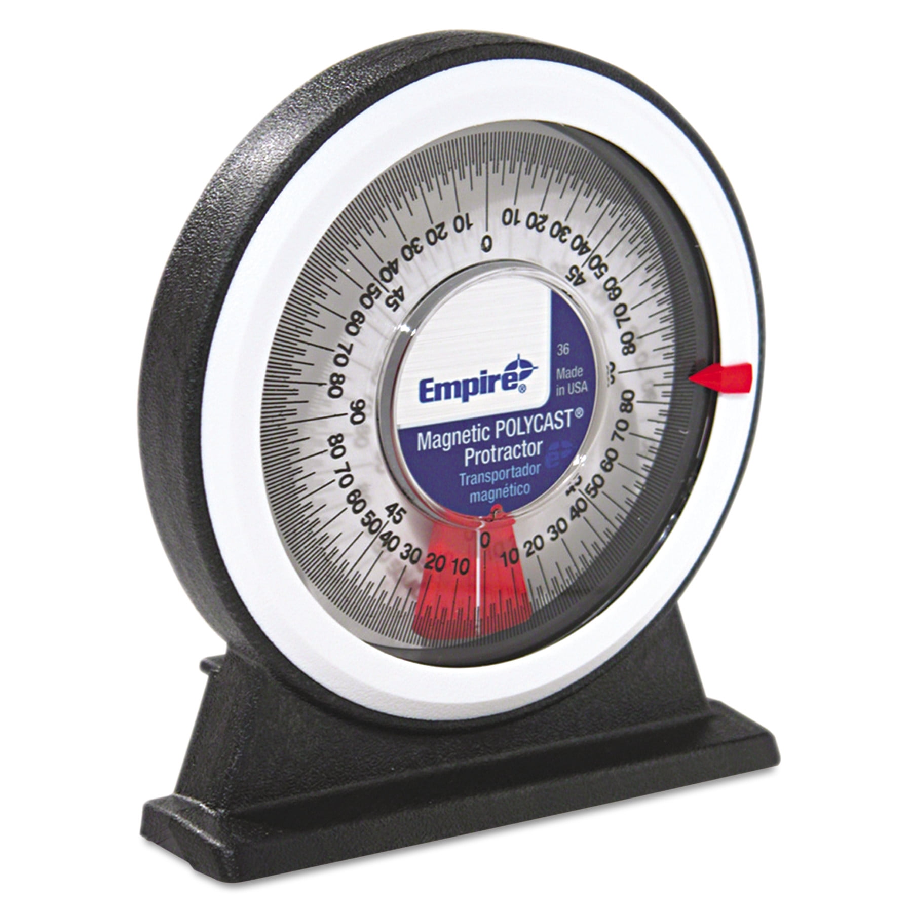 Empire Magnetic Polycast Angle Meter Protractor, 0 90°, 5w x 5 3 4h, Plastic by Empire Level