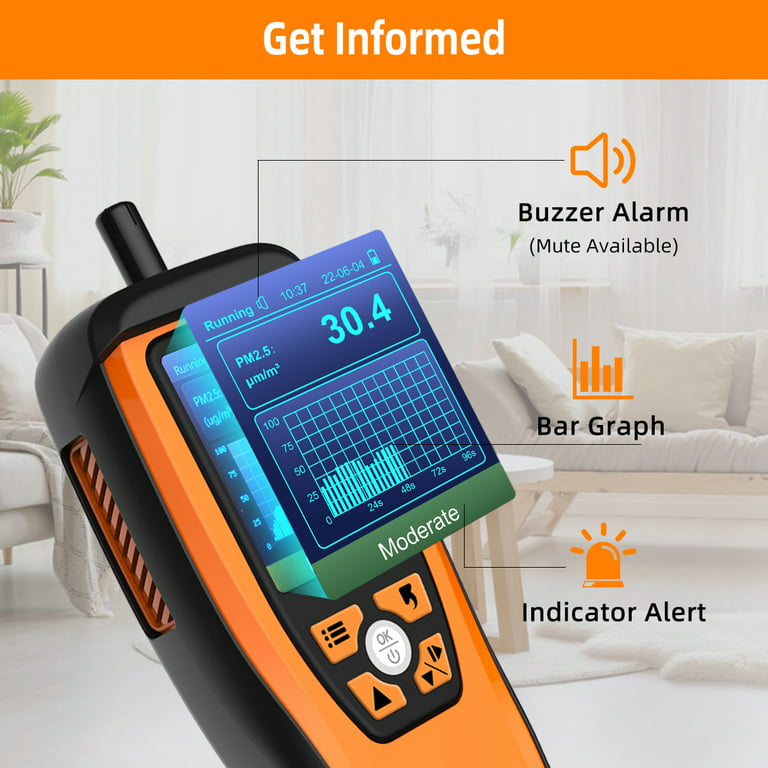 Temtop Air Quality Monitor Carbon Dioxide PM2.5 PM10 Formaldehyde  Temperature Humidity Tester Indoor Outdoor Air Pollution Detector 
