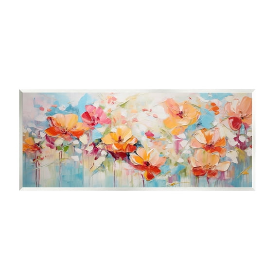Stupell Industries Flowers with Paint Drip Botanical & Floral Painting Unframed Art Print Wall Art, 17 x 7