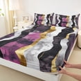 thumbnail image 3 of jejeloiu Modern Graffiti Geometric Queen Sheet Sets,Vintage Waves Lines Bed Set For Adults 4-Piece, 3 of 7