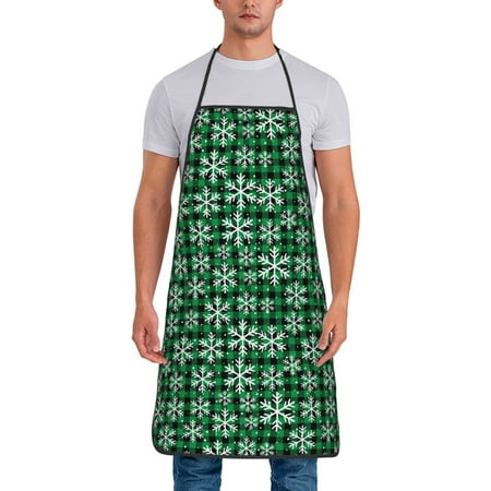 

Zeuib Christmas Pattern At Buffalo Plaid Print Unisex Waterproof Aprons Cooking Aprons for Kitchen Gardening and Salon Water & Oil Resistant