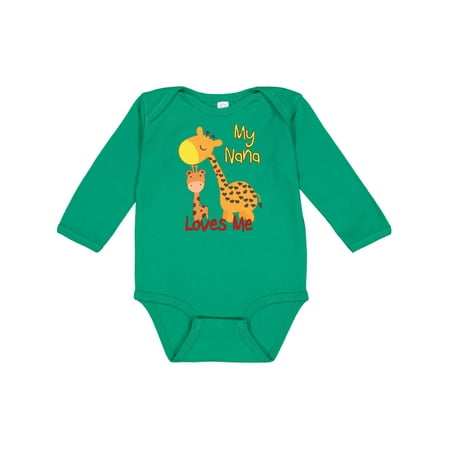 

Inktastic My Nana Loves Me Giraffe Gift Baby Boy or Baby Girl Long Sleeve Bodysuit