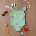 thumbnail image 6 of Abcomgle Toddler Girl Swimsuit 4t Candy Graphic One Piece Swimsuit for Girls Ruffled Stretchy Swimwear for Girls, 6 of 7