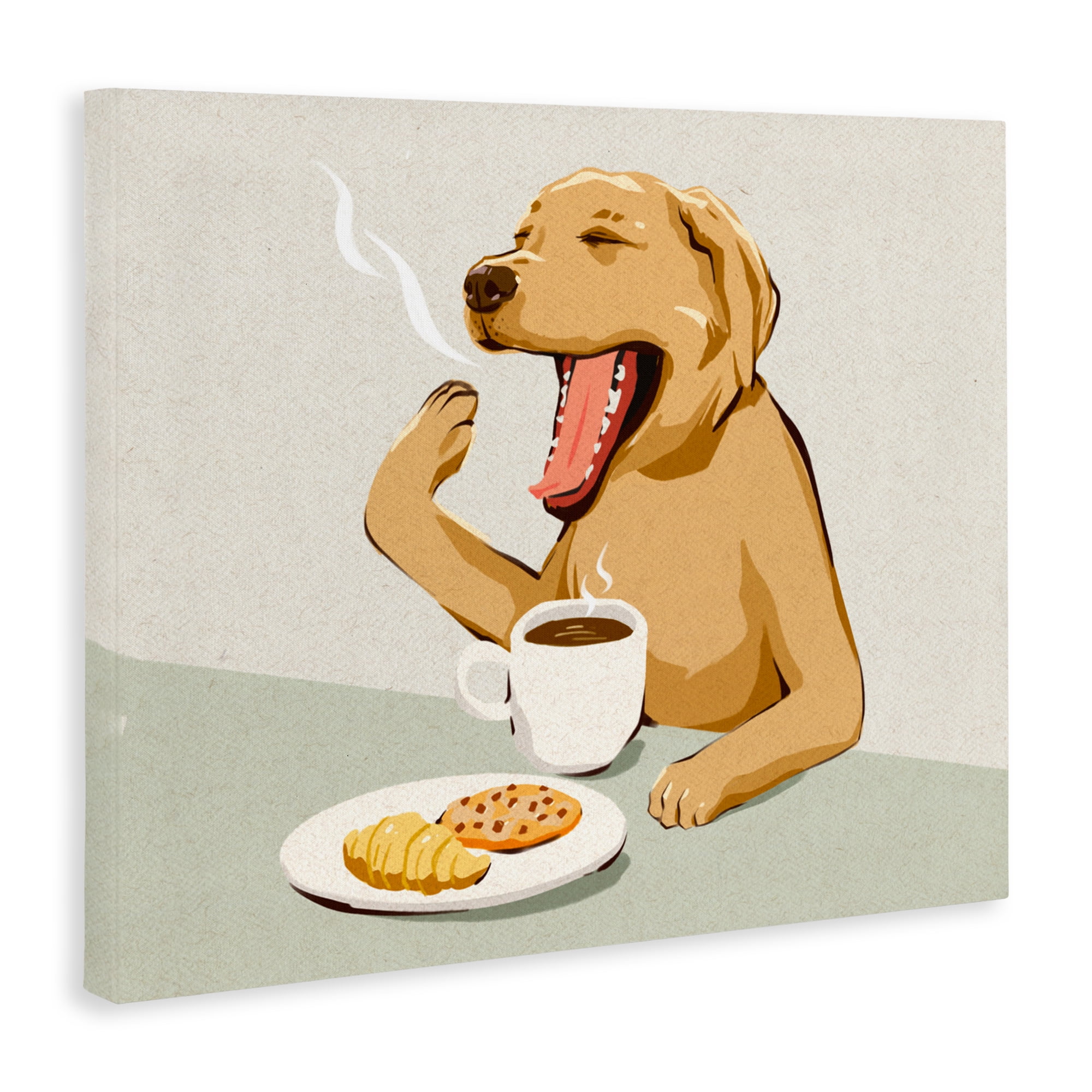 Stupell Industries Yawning Dog with Morning Coffee Canvas Wall Art, design by Ziwei Li