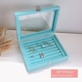 thumbnail image 1 of 2PCS Rings Organizer Tray 7 Slots Velvet Jewelry Earring Storage Box with Transparent lid Jewelry Display Case for Girls Wife, 1 of 5
