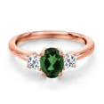 thumbnail image 3 of Gem Stone King 18K Rose Gold Plated Silver Emerald Envy Mystic Topaz and White Topaz Engagement Ring for Women | 1.23 Cttw | Oval 7X5MM | Gemstone November Birthstone | Size 7, 3 of 6