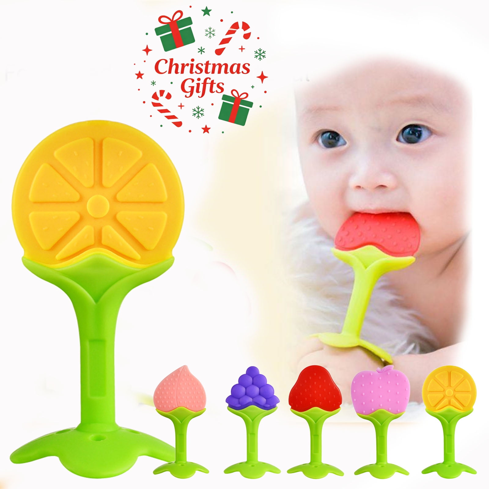 Toys Under 5$ Baby Teething Toys for 0-6-12 Months, Silicone Molar Soother for Newborn, Grinding Gel Toy, Sensory Textured Teether for Infants, Christmas Stocking Stuffers Gifts for Kids