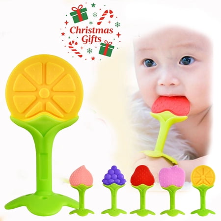 Toys Under 5$ Baby Teething Toys for 0-6-12 Months Silicone Molar Soother for Newborn Grinding Gel Toy Sensory Textured Teether for Infants Christmas Stocking Stuffers Gifts for Kids