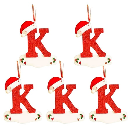 

Dvkptbk Christmas Little Red Hat Letter Pendant DIY Writable Name 26 Letter Pendant 5PCS