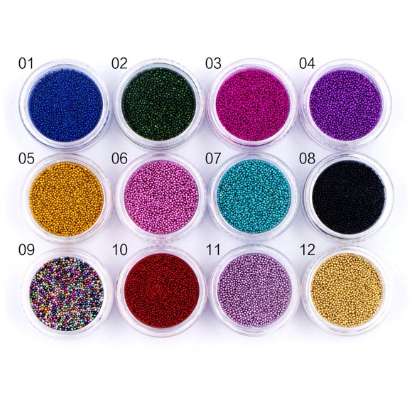 Minejin Nail Art Mini Cuentas 3D Colorido Caviar Charms Decoración de Maquillaje de Ojos 12 Colores