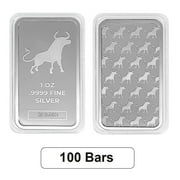 PRIVATE MINT Lot of 100 - 1 oz Bullion Exchanges Silver Bar .9999 Fine (in Cap)