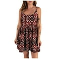 thumbnail image 1 of Robe pour Femmes à Col Rond à Bretelles Spaghetti Imprimée Robe à Étages Sans Manches d'Été Fluide Évasée Tunique Mini Robe de Plage, 1 of 5