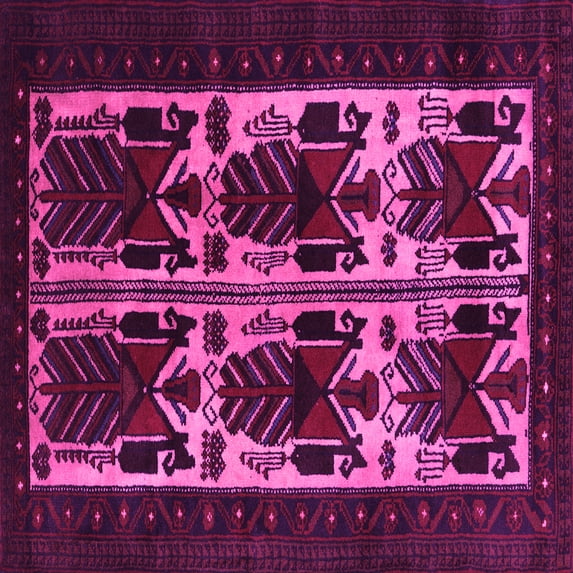 Ahgly Company Indoor Square Persian Pink Traditional Area Rugs, 8' Square