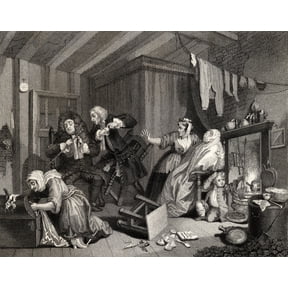 The Harlots Progress Expires While The Doctors Are Disputing From The Original Picture By Hogarth From The Works Of Hogarth Published London 1833 Canvas Art - Ken Welsh Design Pics (32 x 24)