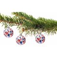 thumbnail image 5 of 12 piezas de adornos colgantes de bolas para el Día de la Independencia, bolas envueltas en tela patriótica para árbol de Navidad de fiesta B, 5 of 5
