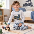 thumbnail image 2 of Little Boys Pajamas for Toddler Clothes Set Trian Truck Sleepwear Long Sleeve 100% Cotton 2 Piece Kids Pjs Size 1-10 Years (3-4 Years/4T, Trian 4)/6052, 2 of 7