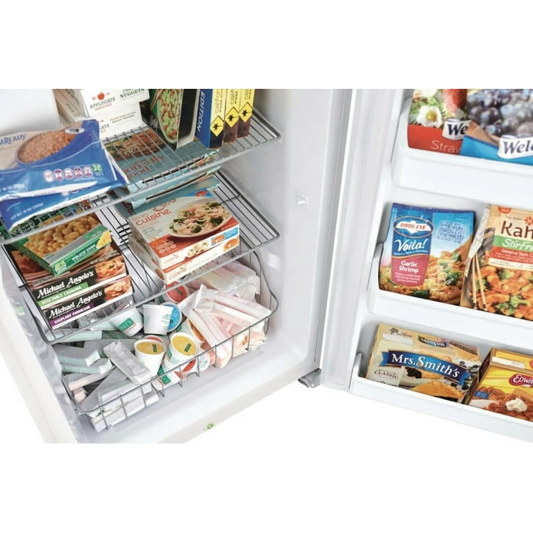 Frigidaire FFFU13F2VW Upright Freezer with 13 Cubic feet Capacity Power Outage Assurance Cooling System and Door Ajar Alarm in White