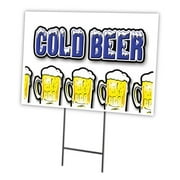 COLD BEER 18"x24" Yard Sign & Stake | Advertise Your Business | Stake Included Image On Front Only | Made in The USA