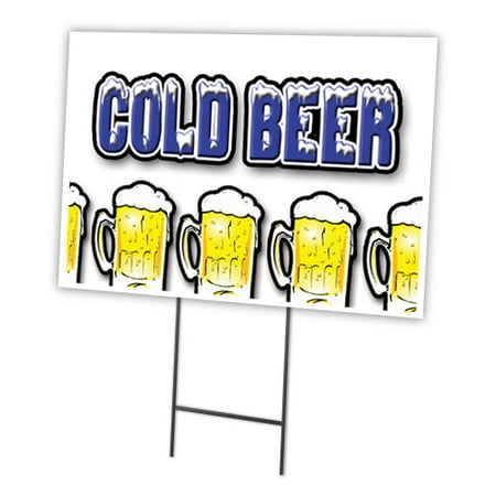 COLD BEER 18"x24" Yard Sign & Stake | Advertise Your Business | Stake Included Image On Front Only | Made in The USA