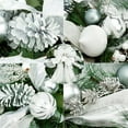 thumbnail image 3 of Artificial Christmas Wreath with LED Lights, Green Xmas Garland Full of Christmas Ball, Snowflakes, Red Berries, Pine Cones for Front Door, Indoor and Outdoor Holiday Decorations,30 Inch,Silver, 3 of 7
