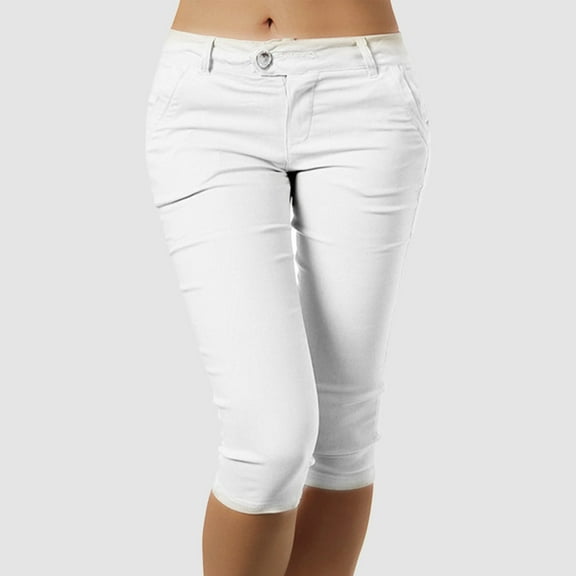 YOUSNH Summer Women Multi Pocket Trousers Outdoor Casual Sports Fifth Short Pants Overalls Thin Slim Cargo Shorts Pants for Women White S