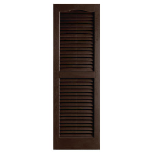 Bedford Blue 15 x 67 Perfect Shutters IL501567004 Premier Louvered Cathedral Top Center Mullion Exterior Shutter 