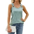 thumbnail image 3 of SLADYGLO Women Crew Neck Sleeveless Circular Shoulder Strap Texted Tank Top, 3 of 7