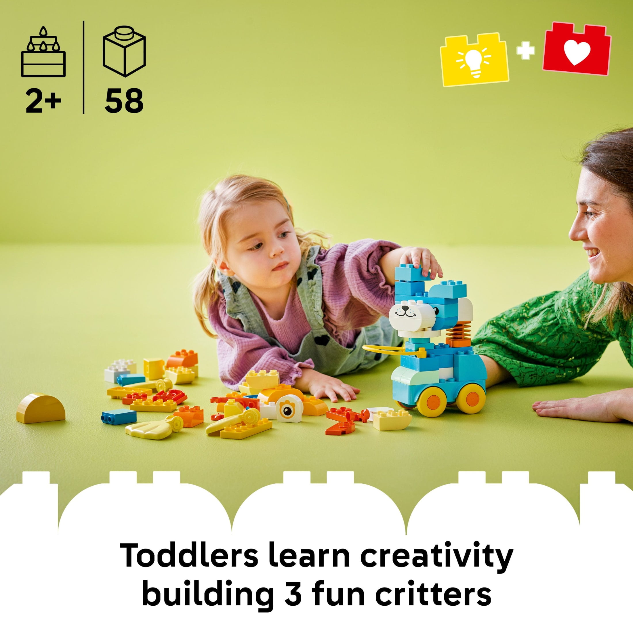 LEGO DUPLO Town 3 in 1 Animals on Wheels Building Toy - Learning Play Set for Toddler Boys & Girls, Ages 2+ - Animal Building Blocks for Sensory Skills Practice - Pretend Play Gift Idea - 10448
