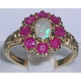 thumbnail image 2 of LBG British Made 9k Yellow Gold Real Genuine Opal & Ruby Womens Statement Ring - 33 size options - Size 5.75, 2 of 6