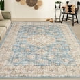 thumbnail image 2 of HOMERRY Indoor Washable 5' x 7' Area Rug Floral Geometric Rug for Living Room, Blue, 2 of 6
