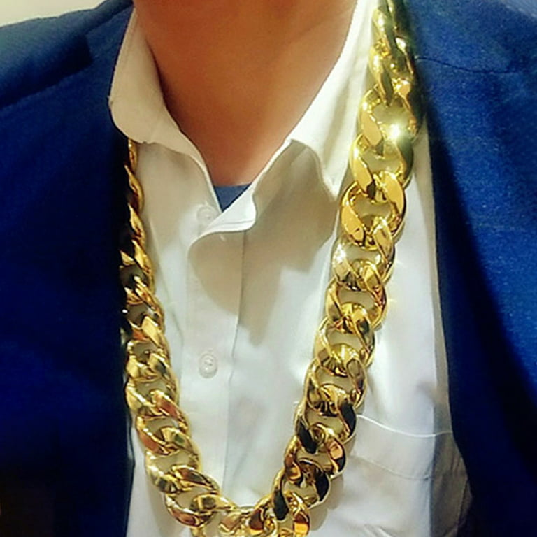 Travelwant Men's Chunky Necklace, Rapper Fake Gold Chain 90s Hip Hop Fake Gold Necklace Costume Accessory, Size: 80 cm